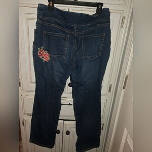 The Pioneer Woman Blue Jeans with Red Floral Embroidery